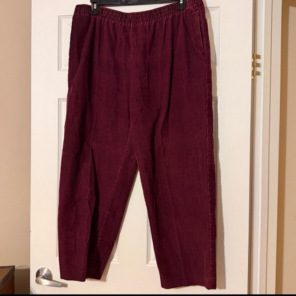 Vintage Retro Alfred Dunner Corduroy Pull on Pants ~ Burgundy/Red~ Size 18 ~ EUC